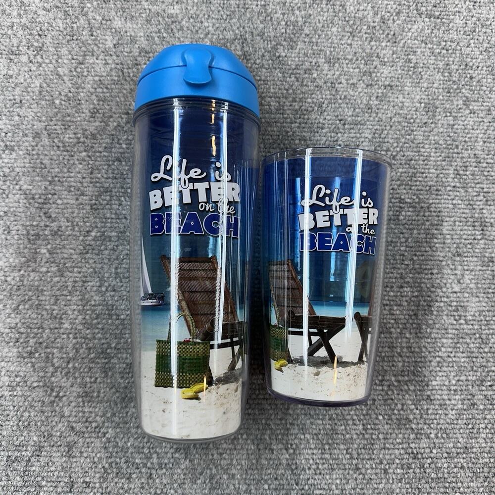 Tervis Tumbler 24 oz Life is Better at the Beach Water Bottle W/ Lid & 16 Oz Cup